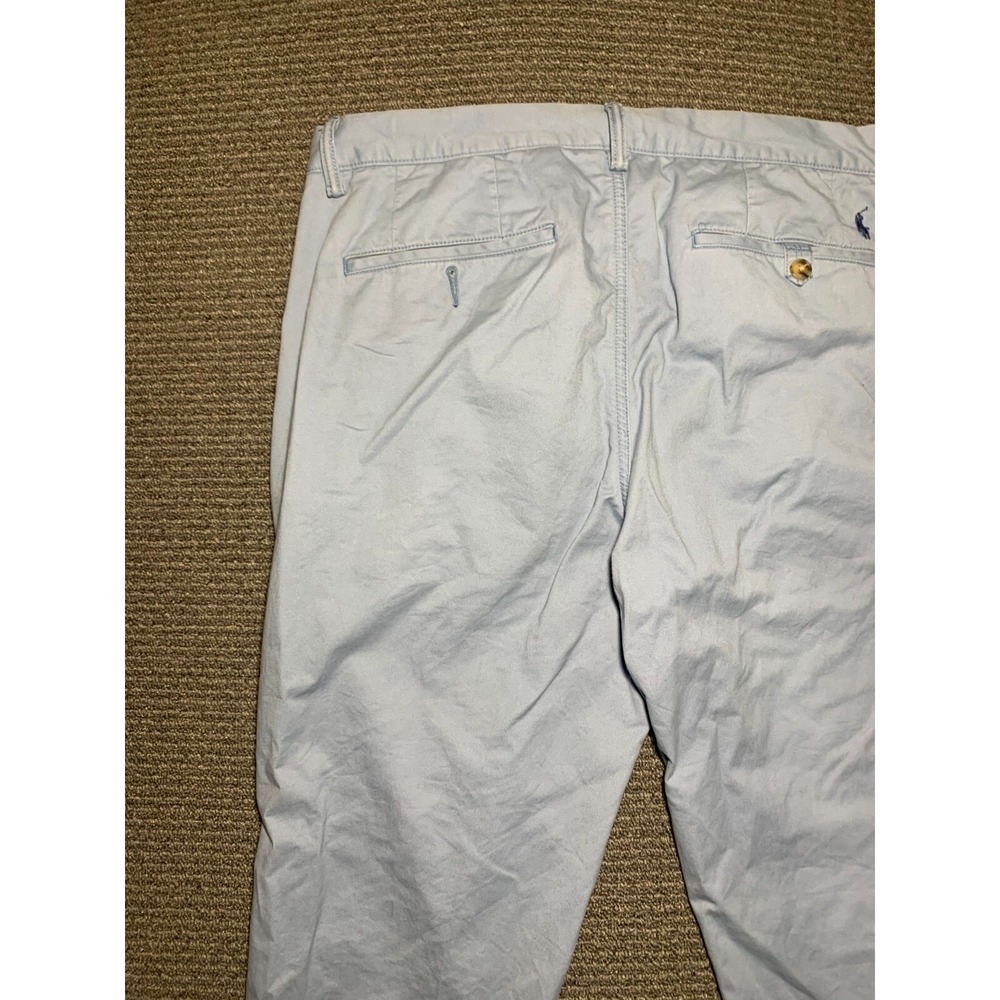 Polo Ralph Lauren Mens Classic Fit Flat Front Chino Blue Pants 34x32 Cotton - Picture 13 of 16